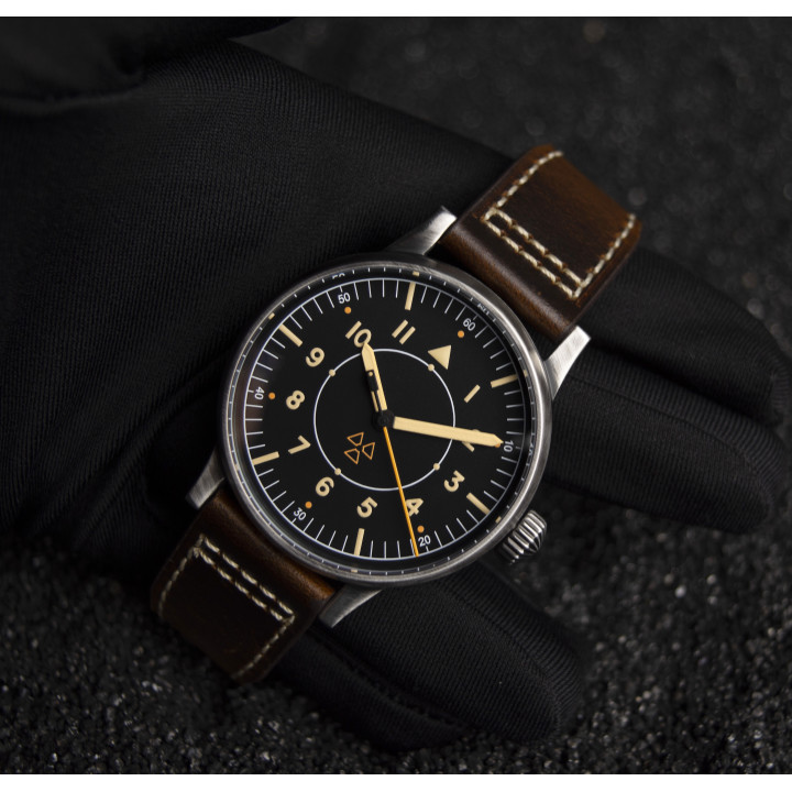 HRUODLAND F013 Radiation Flieger RAD-AUX Automatic Mechanical Watch 42mm Sapphire 10Bar