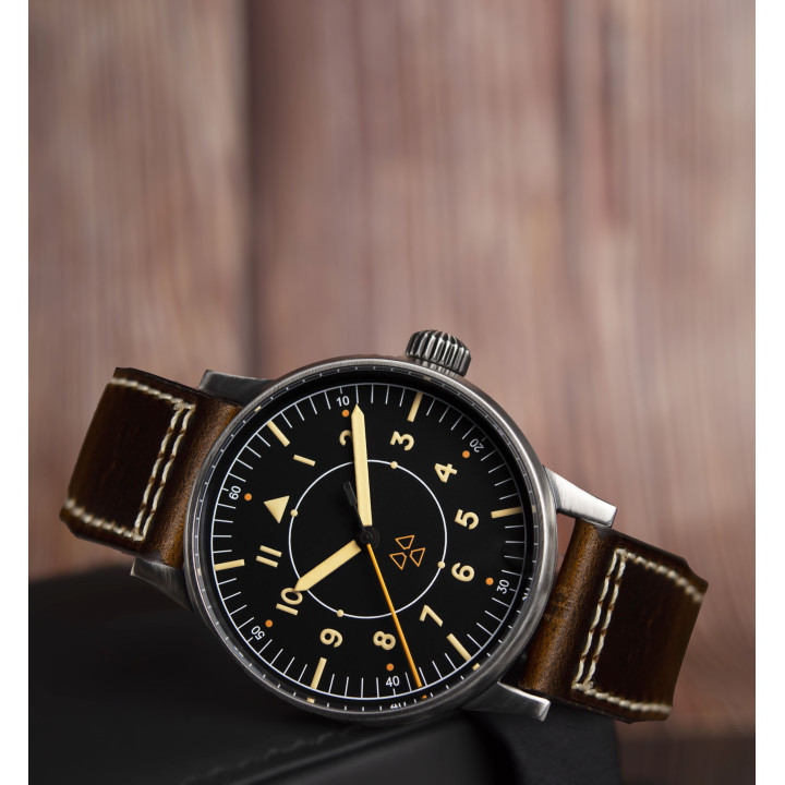 HRUODLAND F013 Radiation Flieger RAD-AUX Automatic Mechanical Watch 42mm Sapphire 10Bar