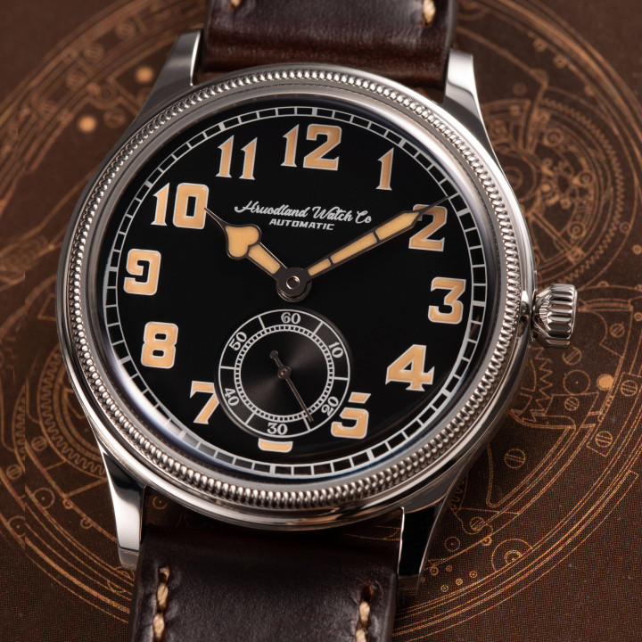 HRUODLAND F027 ST1701 Automatic 38mm Black/Red/Coffee