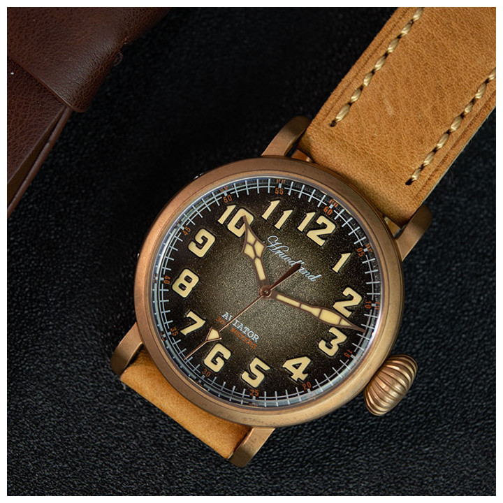 HRUODLAND F004 Bronze Pilot Watch PT5000 SW200