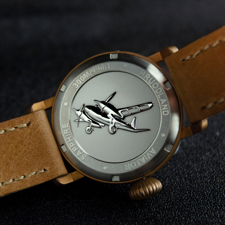 HRUODLAND F004 Bronze Pilot Watch PT5000 SW200